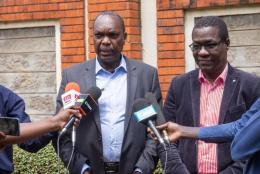 File image of Jeremiah Kioni and Opiyo Wandayi addressing the media.